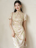 Ines Lotus Pink Jacquard Cheongsam Dress