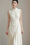 Carlotta Ornamental Sequin Lace Cheongsam Dress Waist Cinching Qipao