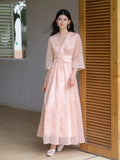 Rigel Soft Pink Crossover Cheongsam Dress