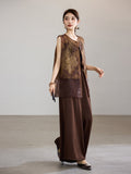 Altair 2-Piece Brown Coffee Cheongsam Vest Set