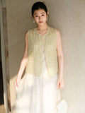 Primrose Mist Yellow Silk Cheongsam Vest