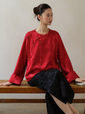 Lunara Crabapple Red Jacquard Cheongsam Top