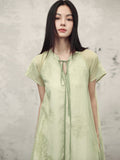 Castle Olive Green Embroidered Cheongsam Dress