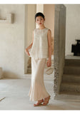 Tulip White Mulberry Silk Embroidered Cheongsam Top