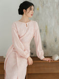 Beatrice Radiant Pink Lace Up Cheongsam Dress Cutout Qipao