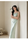 Glow Water Dot Blue Slim Fit Cheongsam Dress
