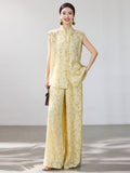 Elisabetta Light Yellow Floral Cheongsam Top