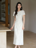 Patrician Moon White Lace Embroidery Cheongsam Dress