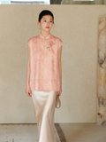 Pearl Light Pink Embroidered Cheongsam Top