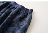 Peace 2-Piece Dark Blue Jacquard Cheongsam Set