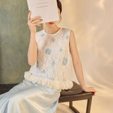 Poppy 2-Piece Embroidered Vest Cheongsam Set