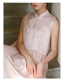 Vivian Peony Pink Jacquard Silk Cheongsam Dress