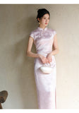 Xiaowen Moon Purple Satin Cheongsam Dress