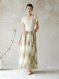 Lotus Opalescent Tie Dye Cheongsam Dress Slim Fit Qipao