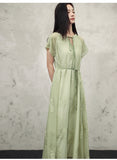 Castle Olive Green Embroidered Cheongsam Dress