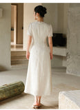 Glimmer Crabapple Apricot Embroidered Cheongsam Dress