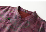 Sage Short Sleeve Purple Brown Cheongsam Top