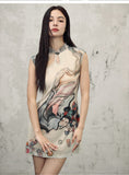 Wilhelmina Warm Yellow Floral Cheongsam Dress