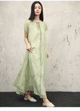 Castle Olive Green Embroidered Cheongsam Dress
