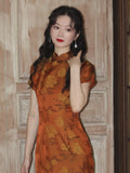 Yvette Morning Glow Faux Silk Cheongsam Dress