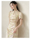 Ines Lotus Pink Jacquard Cheongsam Dress