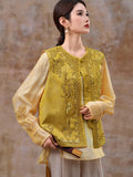 Odile Ginkgo Color Beaded Vest Cheongsam