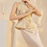 Sabrina 2-Piece Embroidered Shawl Cheongsam Set