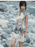 Wilhelmina Warm Yellow Floral Cheongsam Dress