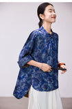 Purity Blue Print Jacquard Cheongsam Top