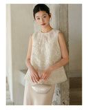 Tulip White Mulberry Silk Embroidered Cheongsam Top