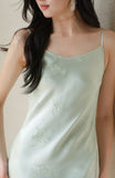 Glow Water Dot Blue Slim Fit Cheongsam Dress