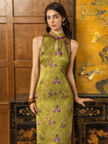 Nadine Ginger Yellow Floral Print Cheongsam