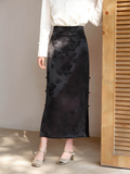 Deneb Black Slim Fit Cheongsam Skirt