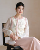 Ramona Ornate Pink Jacquard Cheongsam Vest Embroidered Qipao