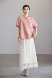 Felicia Dune Blush Jacquard Cheongsam Top