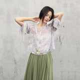 Cecilia Purple Chiffon Gradient Cheongsam Top
