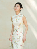 Giuliana Apricot Branch Embroidered Cheongsam Dress
