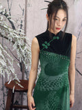 Manor Green Dragon Print Cheongsam Dress