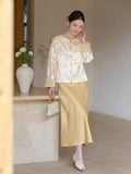 Sara Crabapple White Embroidered Cheongsam Top