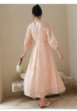 Ursula Peach Blossom Embroidered Cheongsam Dress