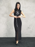 Tatyana Black Embroidered Cheongsam Dress