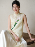 Yasmine Light Millet Yellow Lace Cheongsam Top