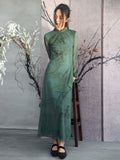Giselle Green Stretch Knit Cheongsam Dress