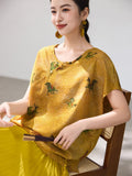 Emmanuelle Flower Yellow Jacquard Cheongsam Top