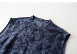 Peace 2-Piece Dark Blue Jacquard Cheongsam Set