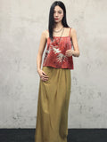 Fern Red Satin Loose Cheongsam Top
