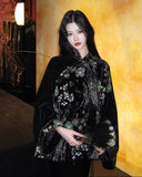 Chiffon Unique Embroidered Velvet Cheongsam Qipao Jacket
