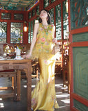 Fiorella Unique Gold Silk Cheongsam Qipao Vest