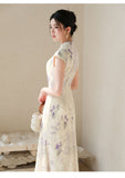 Oleander Purple Smoke Mermaid Cheongsam Dress