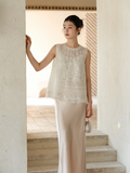 Tulip White Mulberry Silk Embroidered Cheongsam Top